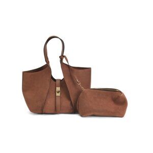 CHEVAL Cuoio Made In Italy Suede Flap Over Tote